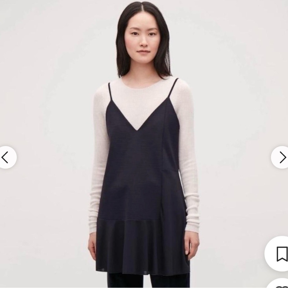 COS Navy/Black Spaghetti Strap Shirt Dress